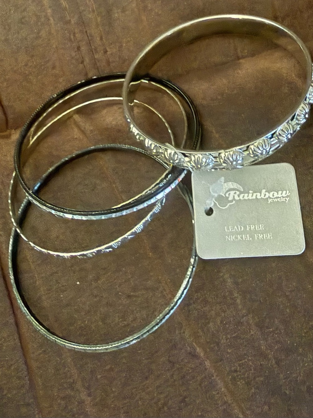 Silver and Black Bangle Bracelet Set